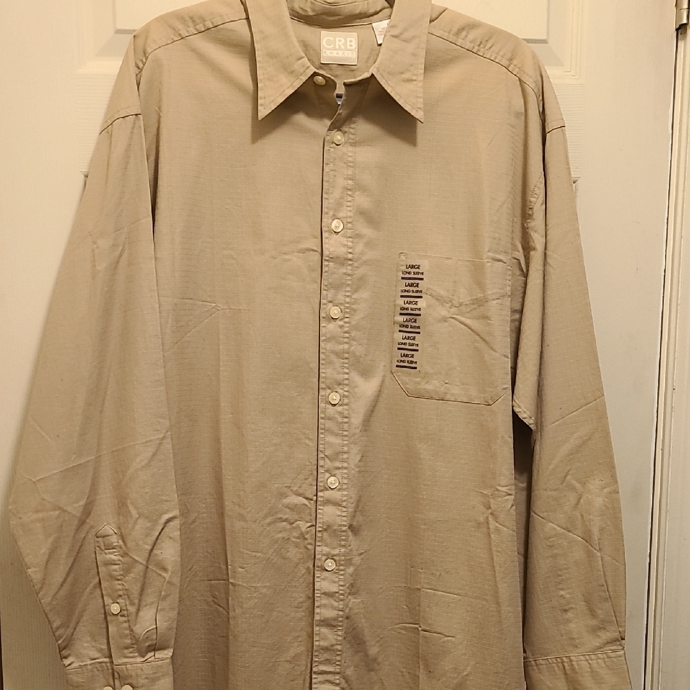 Tan Casual Button Down Shirt with Smooth Cotton Blend